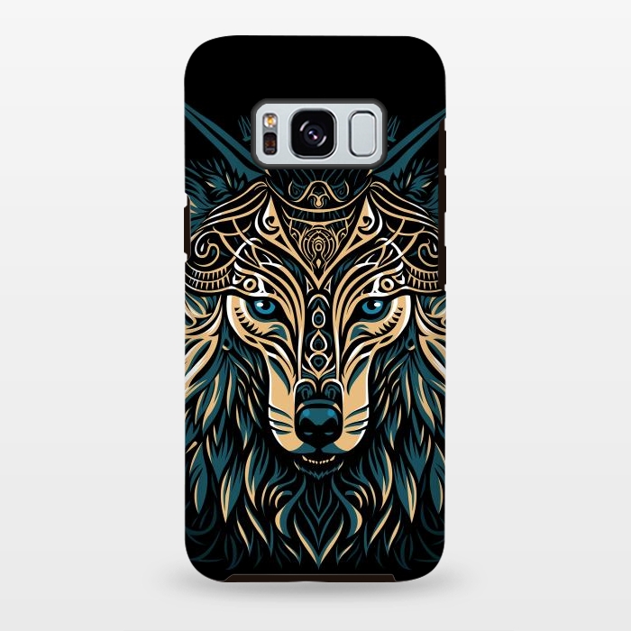 Galaxy S8 plus StrongFit Tribal golden shield wolf by Alberto