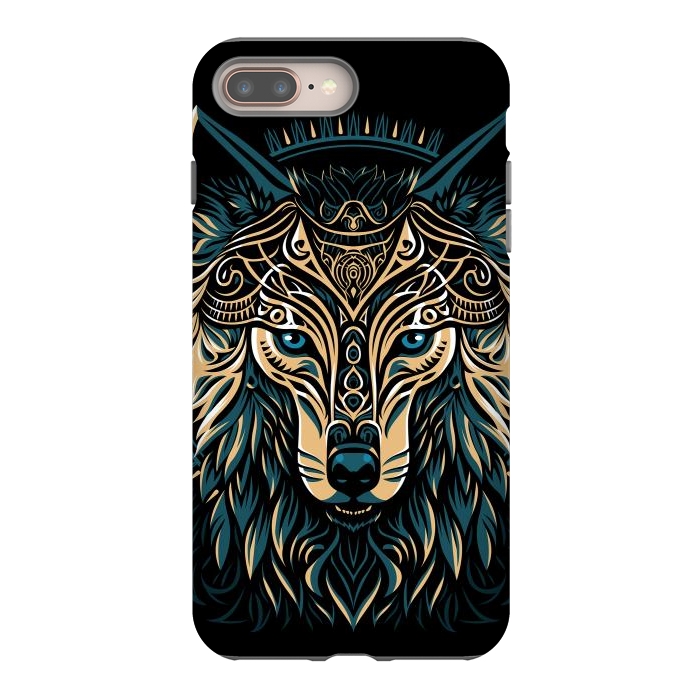 iPhone 8 plus StrongFit Tribal golden shield wolf by Alberto