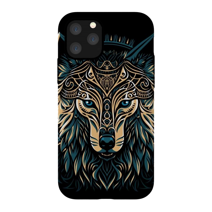 iPhone 11 Pro StrongFit Tribal golden shield wolf by Alberto