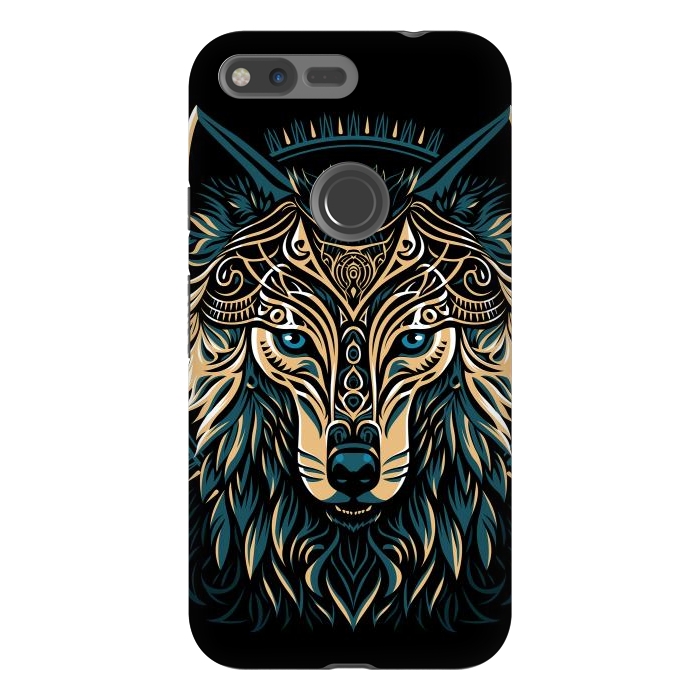 Pixel XL StrongFit Tribal golden shield wolf by Alberto