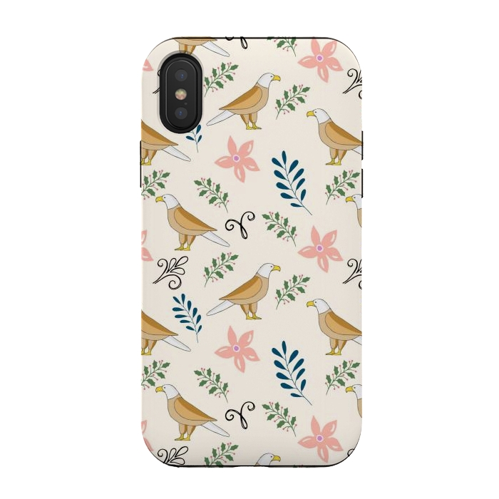 iPhone Xs / X StrongFit Eagle in the Garden, Animal Seamless Pattern, Tropical Illustration by Creativeaxle
