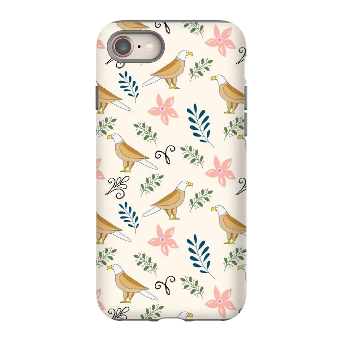 iPhone 8 StrongFit Eagle in the Garden, Animal Seamless Pattern, Tropical Illustration by Creativeaxle