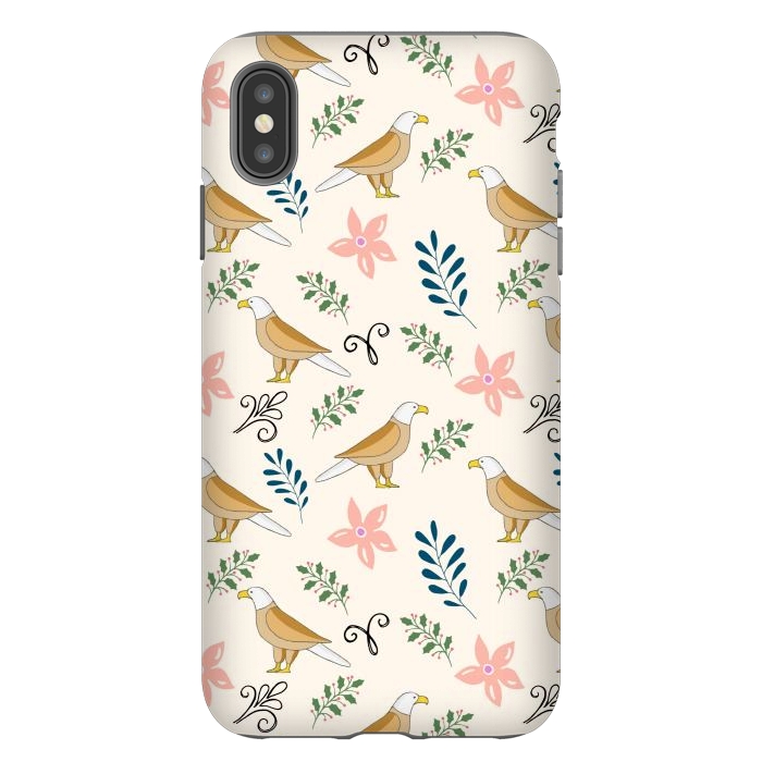 iPhone Xs Max StrongFit Eagle in the Garden, Animal Seamless Pattern, Tropical Illustration by Creativeaxle