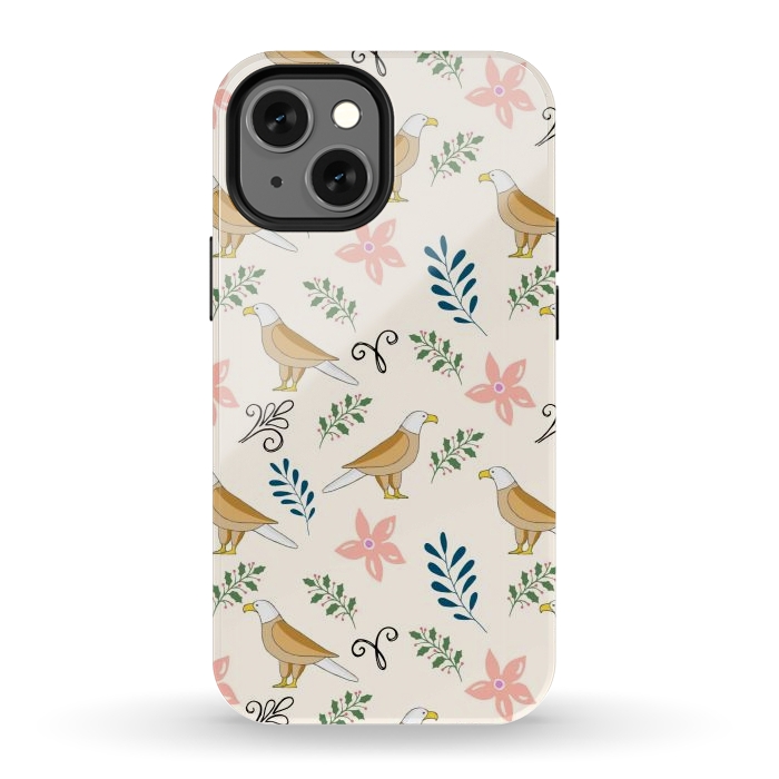 iPhone 13 mini StrongFit Eagle in the Garden, Animal Seamless Pattern, Tropical Illustration by Creativeaxle