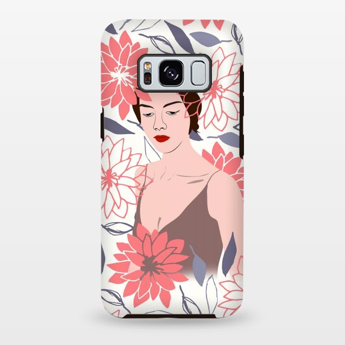 Galaxy S8 plus StrongFit Shyly Girl, Woman Illustration Drawing, Minimal Tropical Boho by Creativeaxle