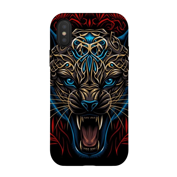 iPhone Xs / X StrongFit Golden panther tribal  by Alberto