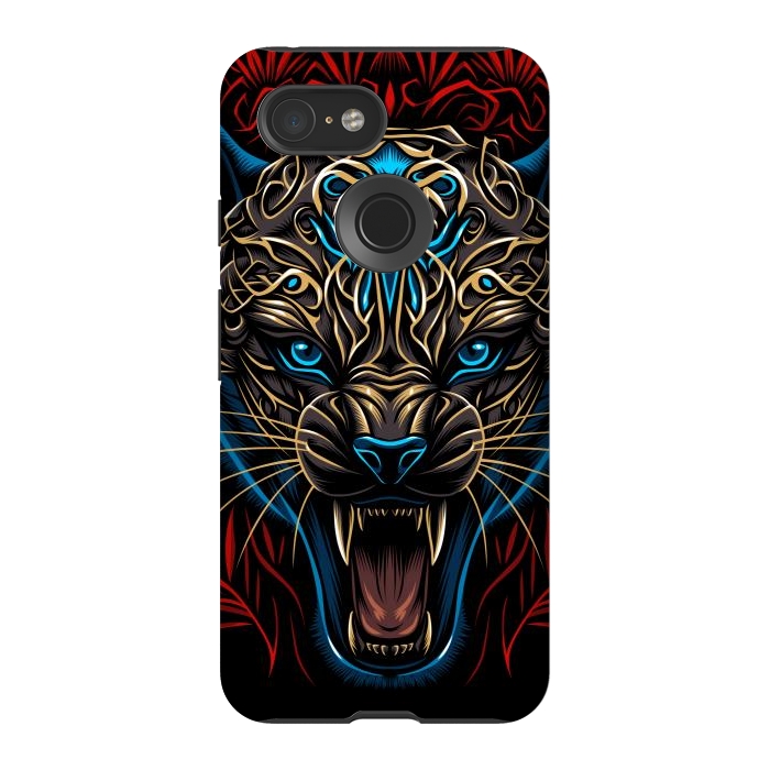 Pixel 3 StrongFit Golden panther tribal  by Alberto