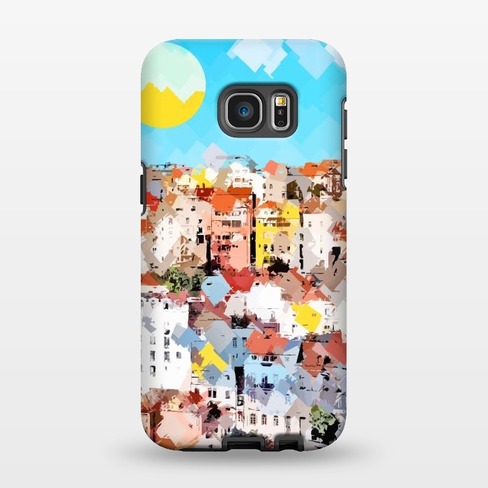 Galaxy S7 EDGE StrongFit City of Dreams, Italy Pastel Cityscape Painting, Architecture Buildings Abstract Illustration by Uma Prabhakar Gokhale