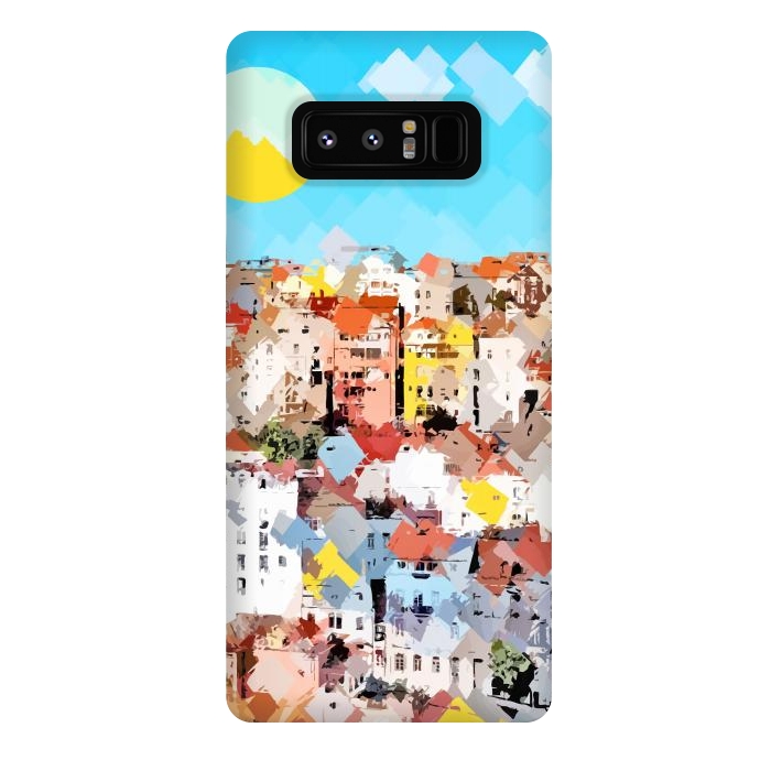 Galaxy Note 8 StrongFit City of Dreams, Italy Pastel Cityscape Painting, Architecture Buildings Abstract Illustration by Uma Prabhakar Gokhale