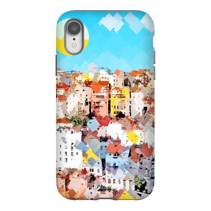 iPhone Xr StrongFit City of Dreams, Italy Pastel Cityscape Painting, Architecture Buildings Abstract Illustration by Uma Prabhakar Gokhale