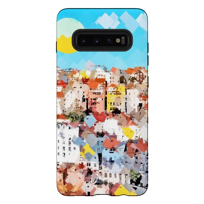 Galaxy S10 plus StrongFit City of Dreams, Italy Pastel Cityscape Painting, Architecture Buildings Abstract Illustration by Uma Prabhakar Gokhale