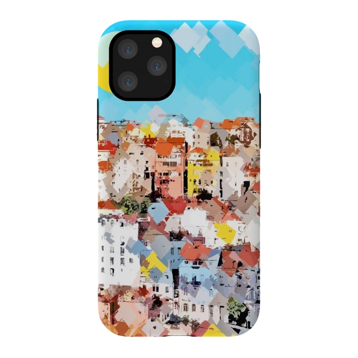 iPhone 11 Pro StrongFit City of Dreams, Italy Pastel Cityscape Painting, Architecture Buildings Abstract Illustration by Uma Prabhakar Gokhale