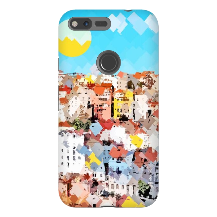 Pixel XL StrongFit City of Dreams, Italy Pastel Cityscape Painting, Architecture Buildings Abstract Illustration by Uma Prabhakar Gokhale