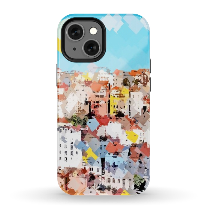 iPhone 13 mini StrongFit City of Dreams, Italy Pastel Cityscape Painting, Architecture Buildings Abstract Illustration by Uma Prabhakar Gokhale