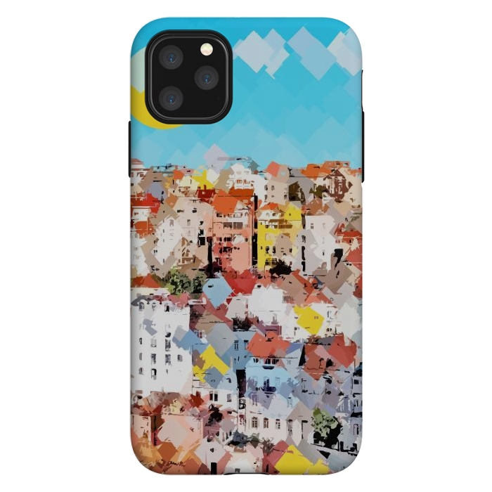 iPhone 11 Pro Max StrongFit City of Dreams, Italy Pastel Cityscape Painting, Architecture Buildings Abstract Illustration by Uma Prabhakar Gokhale