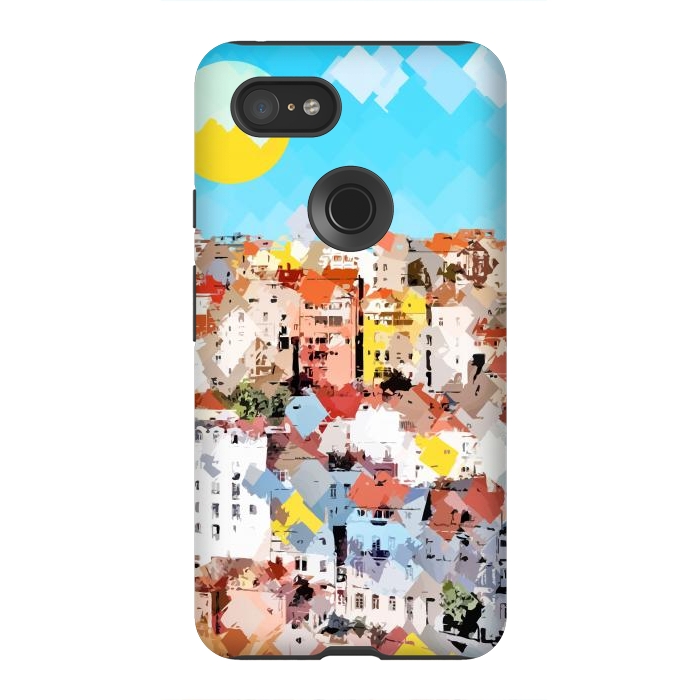 Pixel 3XL StrongFit City of Dreams, Italy Pastel Cityscape Painting, Architecture Buildings Abstract Illustration by Uma Prabhakar Gokhale