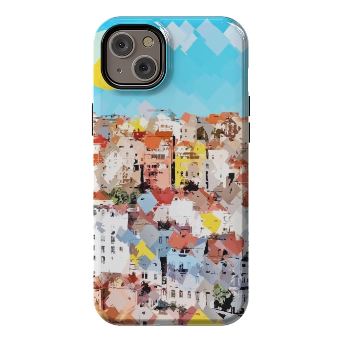 iPhone 14 Plus StrongFit City of Dreams, Italy Pastel Cityscape Painting, Architecture Buildings Abstract Illustration by Uma Prabhakar Gokhale