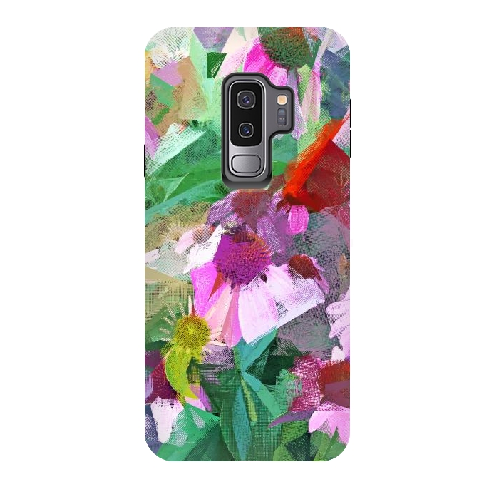 Galaxy S9 plus StrongFit The Memory of Spring, Crosshatch Botanical Floral Painting, Plants Garden Meadow, Flowers Nature Digital Illustration by Uma Prabhakar Gokhale
