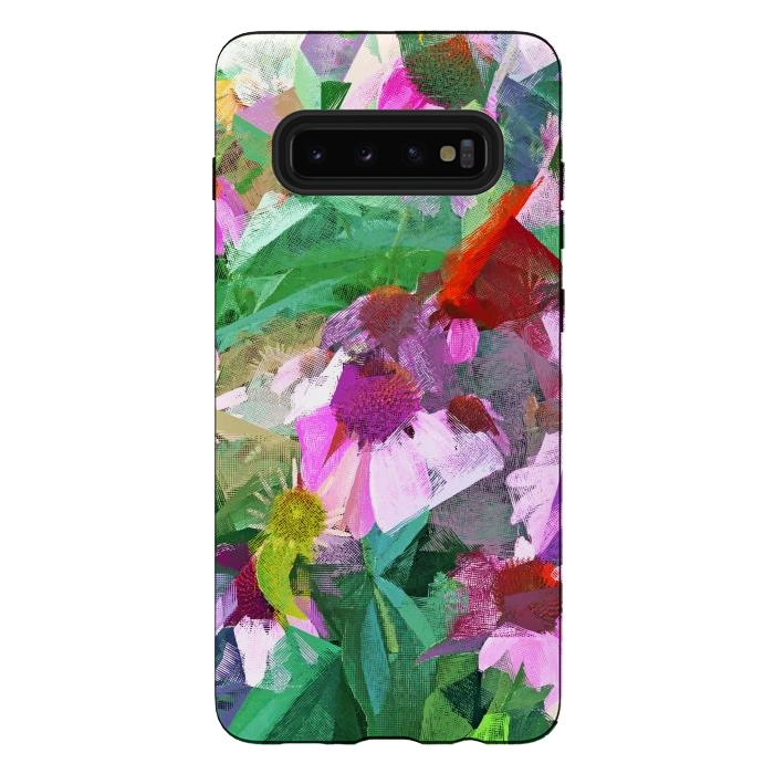 Galaxy S10 plus StrongFit The Memory of Spring, Crosshatch Botanical Floral Painting, Plants Garden Meadow, Flowers Nature Digital Illustration by Uma Prabhakar Gokhale