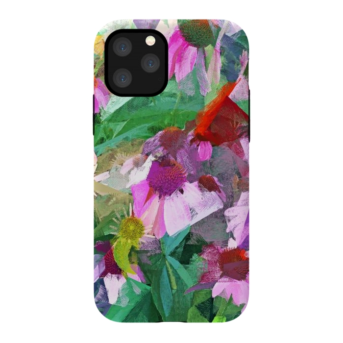 iPhone 11 Pro StrongFit The Memory of Spring, Crosshatch Botanical Floral Painting, Plants Garden Meadow, Flowers Nature Digital Illustration by Uma Prabhakar Gokhale