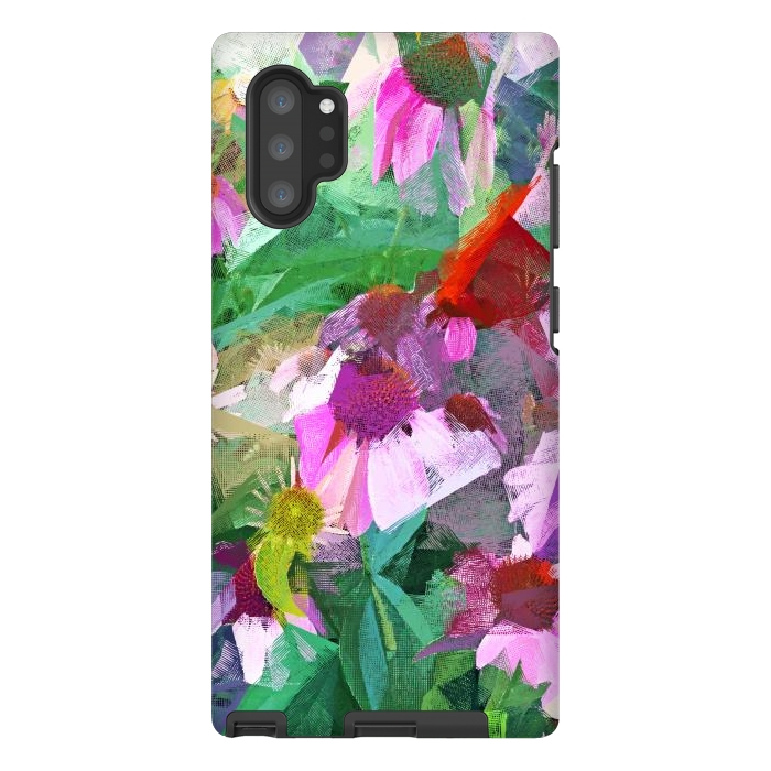 Galaxy Note 10 plus StrongFit The Memory of Spring, Crosshatch Botanical Floral Painting, Plants Garden Meadow, Flowers Nature Digital Illustration by Uma Prabhakar Gokhale