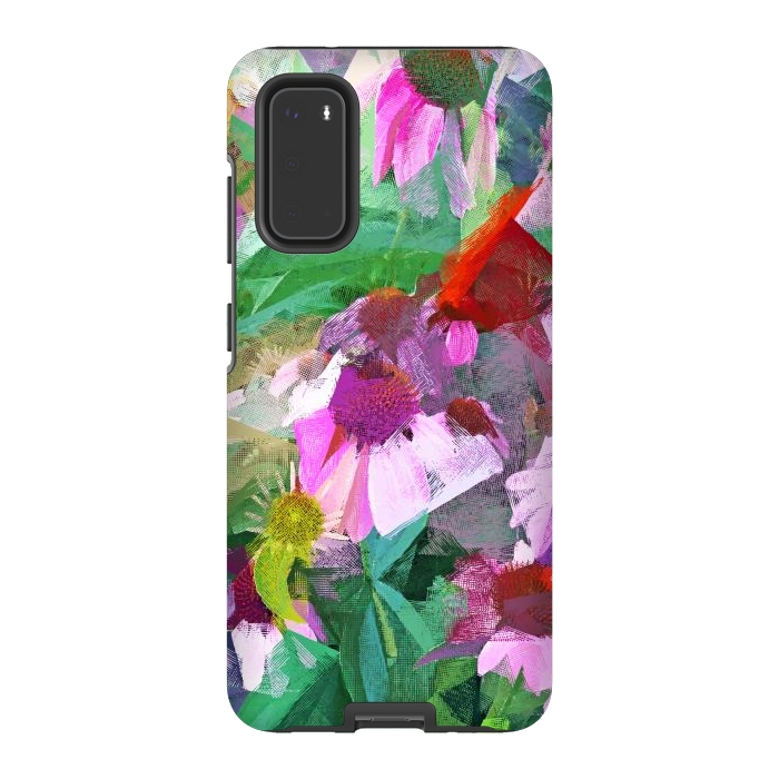 Galaxy S20 StrongFit The Memory of Spring, Crosshatch Botanical Floral Painting, Plants Garden Meadow, Flowers Nature Digital Illustration by Uma Prabhakar Gokhale