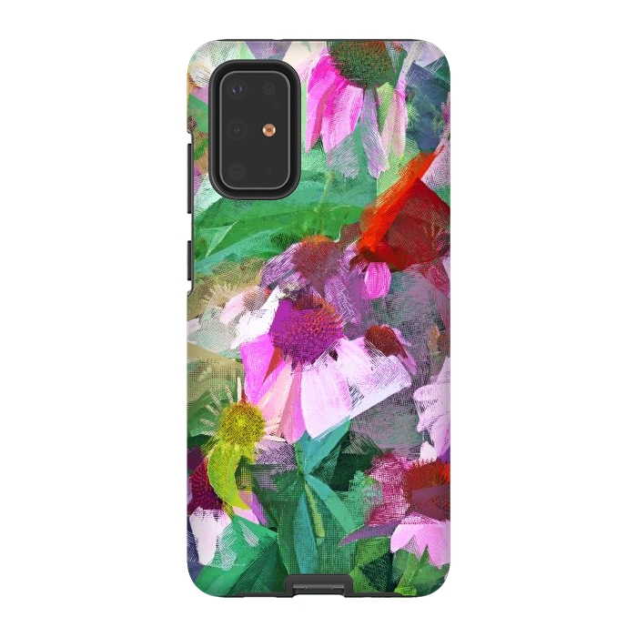 Galaxy S20 Plus StrongFit The Memory of Spring, Crosshatch Botanical Floral Painting, Plants Garden Meadow, Flowers Nature Digital Illustration by Uma Prabhakar Gokhale