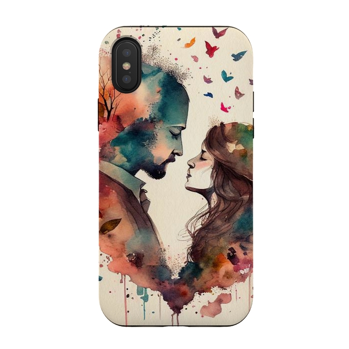 iPhone Xs / X StrongFit Whimsical Love in Watercolor by Texnotropio