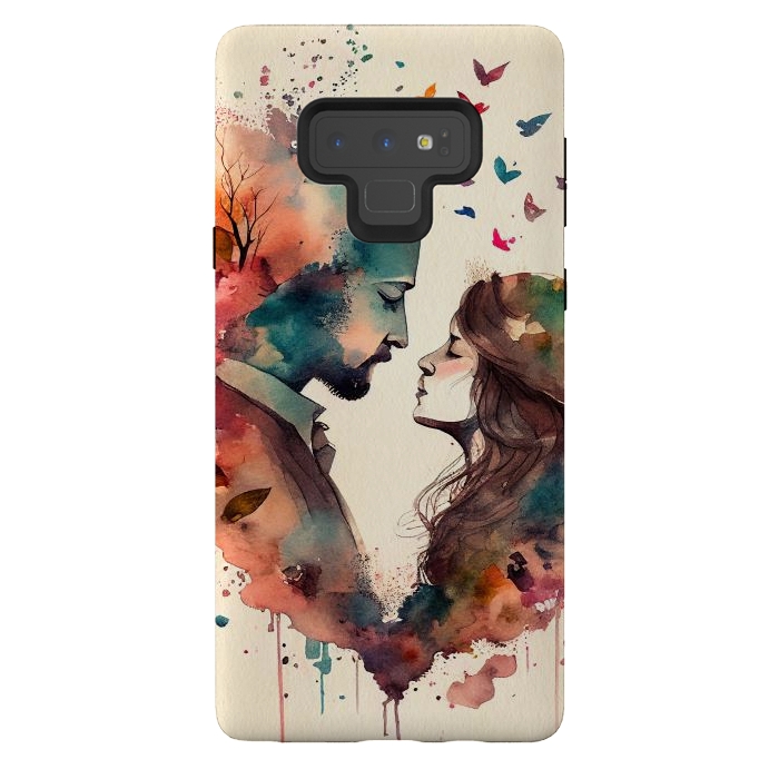 Galaxy Note 9 StrongFit Whimsical Love in Watercolor by Texnotropio