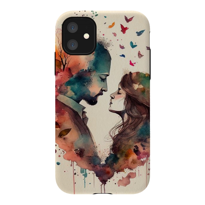 iPhone 11 StrongFit Whimsical Love in Watercolor by Texnotropio