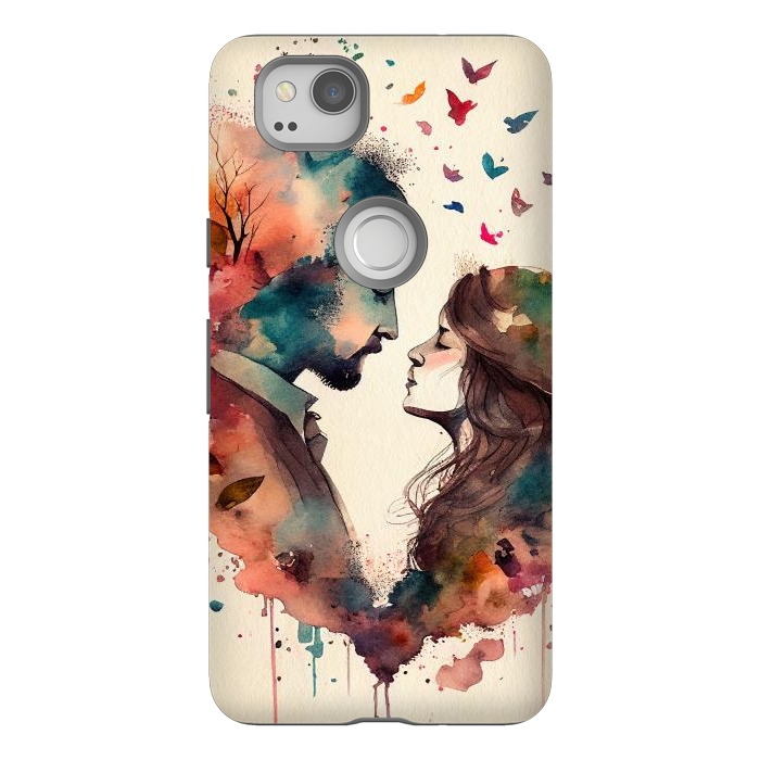 Pixel 2 StrongFit Whimsical Love in Watercolor by Texnotropio