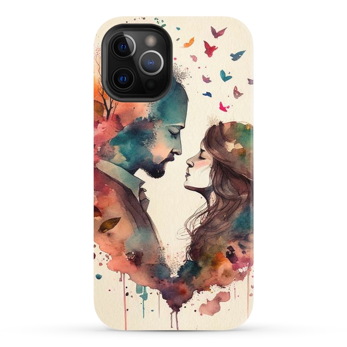 iPhone 12 Pro StrongFit Whimsical Love in Watercolor by Texnotropio