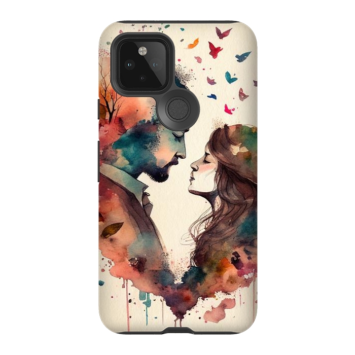 Pixel 5 StrongFit Whimsical Love in Watercolor by Texnotropio