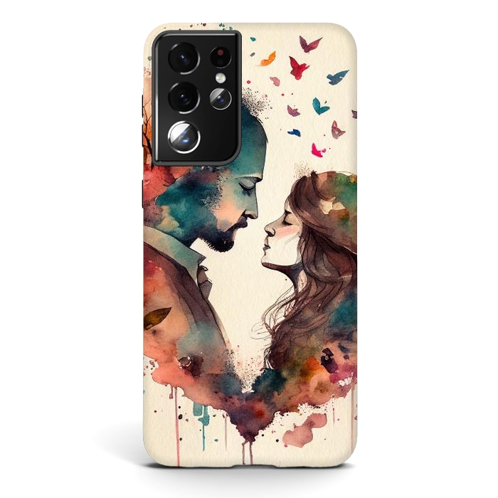 Galaxy S21 ultra StrongFit Whimsical Love in Watercolor by Texnotropio