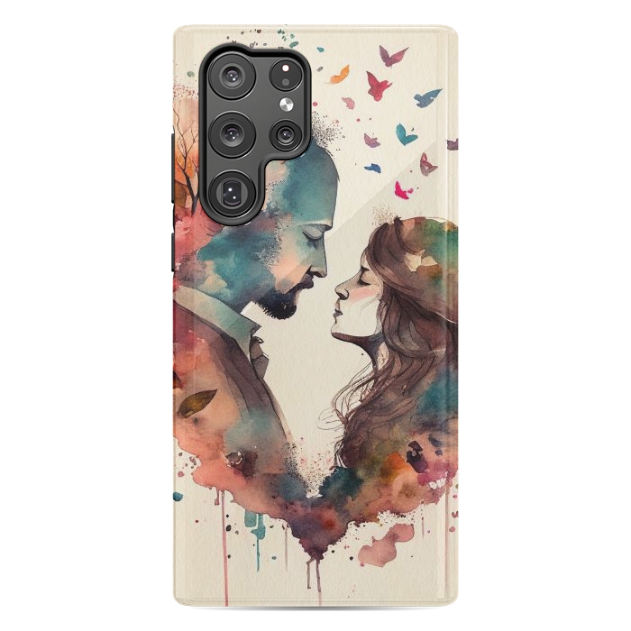 Galaxy S22 Ultra StrongFit Whimsical Love in Watercolor by Texnotropio