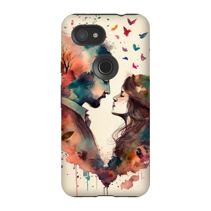Pixel 3A StrongFit Whimsical Love in Watercolor by Texnotropio