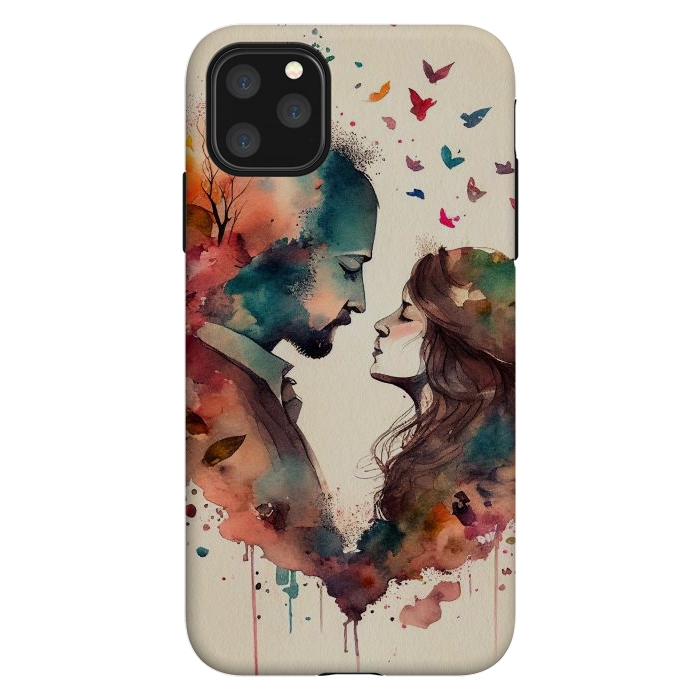 iPhone 11 Pro Max StrongFit Whimsical Love in Watercolor by Texnotropio