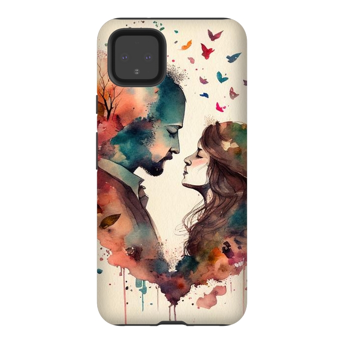 Pixel 4XL StrongFit Whimsical Love in Watercolor by Texnotropio