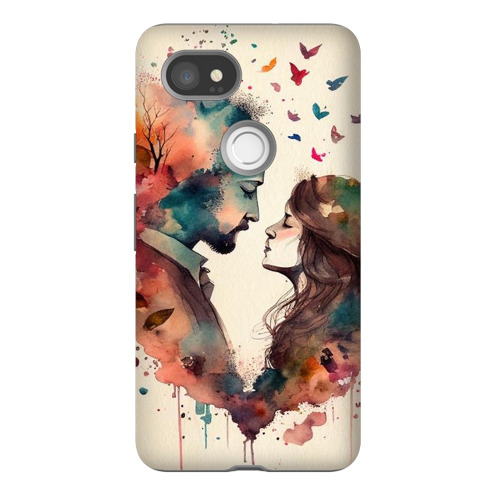 Pixel 2XL StrongFit Whimsical Love in Watercolor by Texnotropio