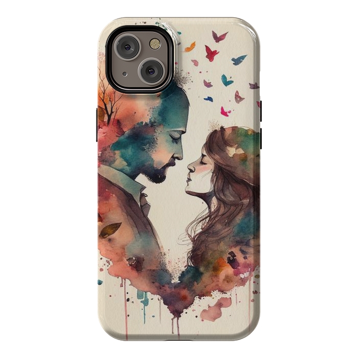 iPhone 14 Plus StrongFit Whimsical Love in Watercolor by Texnotropio