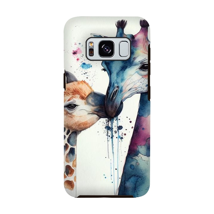 Galaxy S8 StrongFit Giraffe Love in Watercolor by Texnotropio