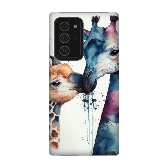 Galaxy Note 20 Ultra StrongFit Giraffe Love in Watercolor by Texnotropio