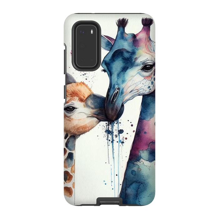 Galaxy S20 StrongFit Giraffe Love in Watercolor by Texnotropio