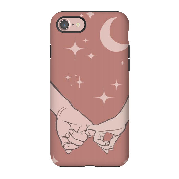 iPhone 7 StrongFit Minimal aesthetic couple holding hands on starry sky - valentine's day by Oana 