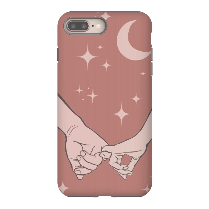 iPhone 7 plus StrongFit Minimal aesthetic couple holding hands on starry sky - valentine's day by Oana 