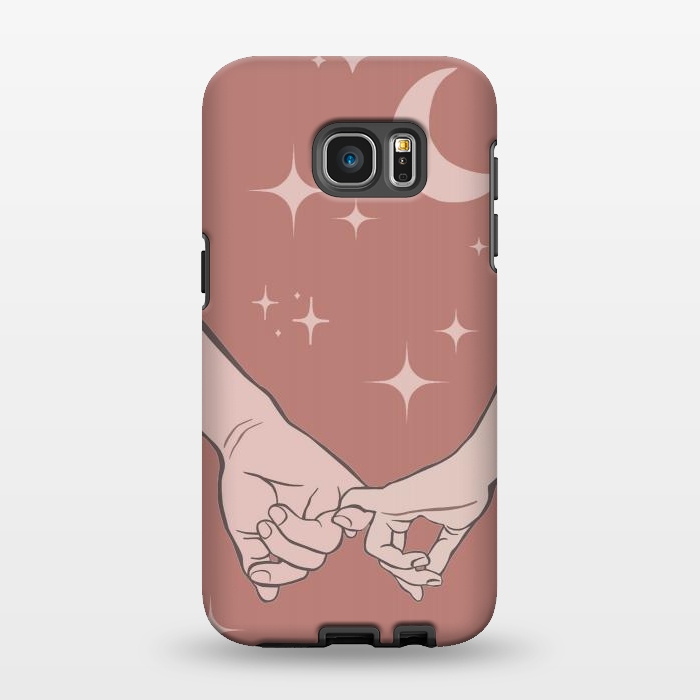Galaxy S7 EDGE StrongFit Minimal aesthetic couple holding hands on starry sky - valentine's day by Oana 