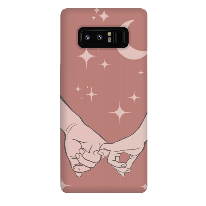 Galaxy Note 8 StrongFit Minimal aesthetic couple holding hands on starry sky - valentine's day by Oana 