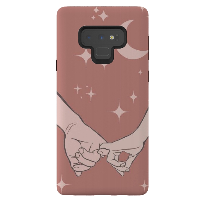 Galaxy Note 9 StrongFit Minimal aesthetic couple holding hands on starry sky - valentine's day by Oana 