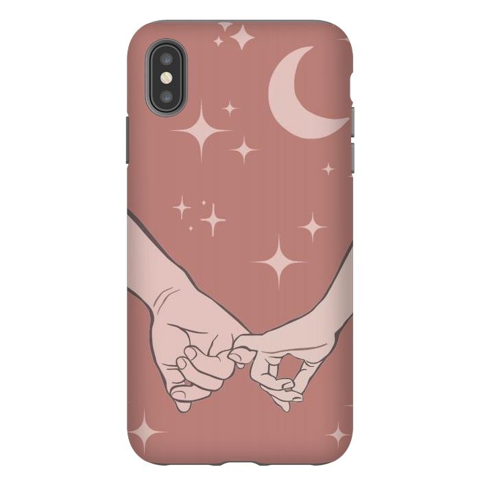iPhone Xs Max StrongFit Minimal aesthetic couple holding hands on starry sky - valentine's day by Oana 