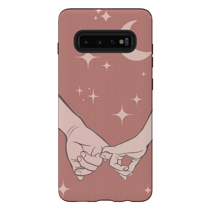Galaxy S10 plus StrongFit Minimal aesthetic couple holding hands on starry sky - valentine's day by Oana 